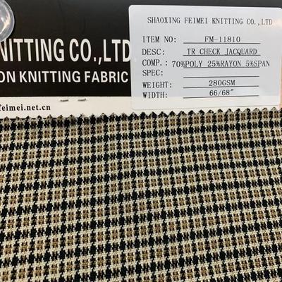 New Design Fancy 70%Poly 25%Rayon 5%Span TR Check Knit Jacquard Fabric for Suits and Apparel and Clothes