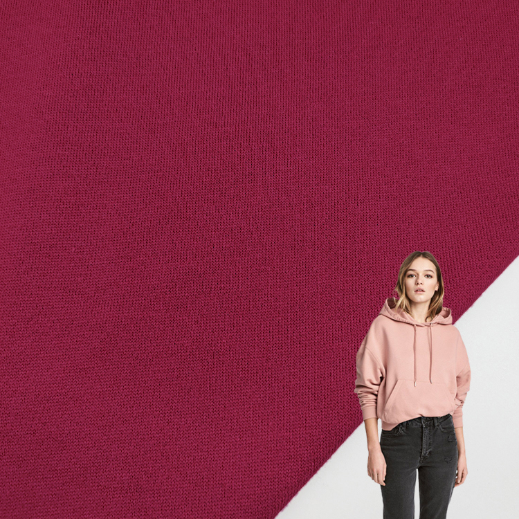 China Supplier Plain Dyed Knit CVC 3ENDS Fleece Fabric Sweatshirt Material Cotton Polyester Fleece Fabric